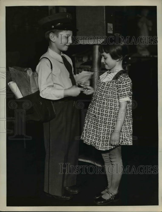 1936 Press Photo Leonard Tesar age 6 & Jacqueline Heas 6 & Valentine - Historic Images