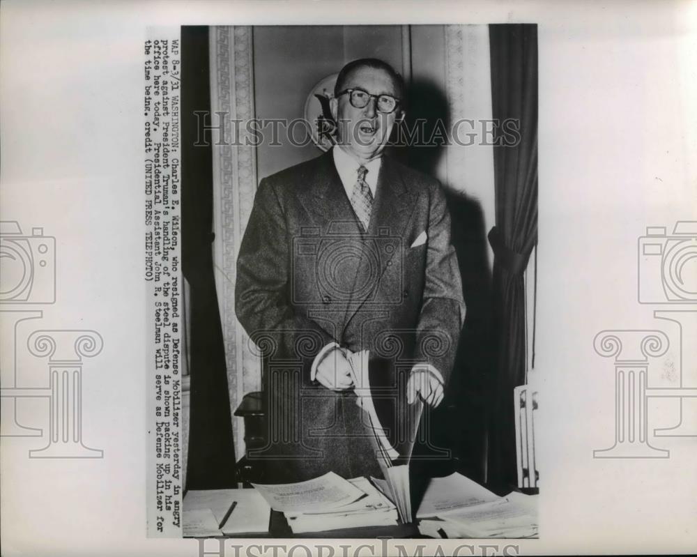 1952 Press Photo New Defende Mobilization Director Charles E. Wilson - Historic Images