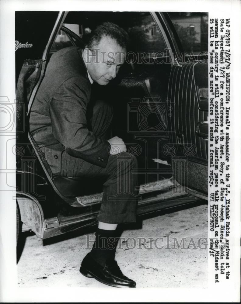 1970 Press Photo Yitzhak Rabin,Israel's ambassador to the US,at the State Dept. - Historic Images