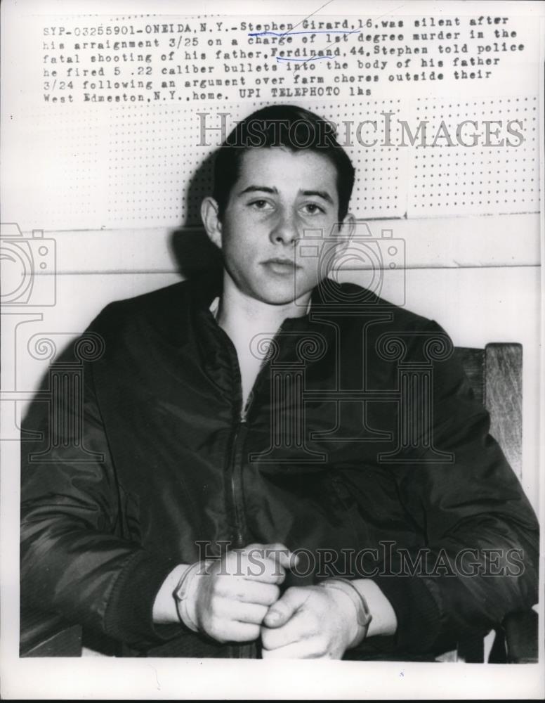 1959 Press Photo Stephen Girard after his arraignment on a first degree murder - Historic Images