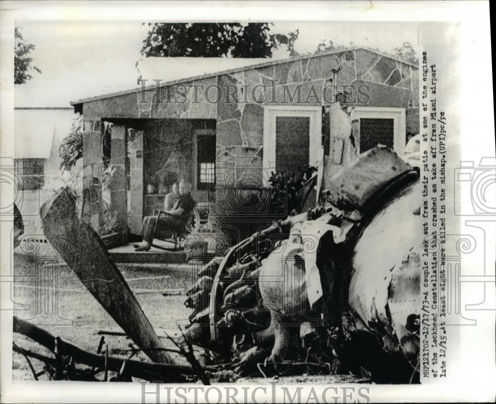 1974 Press Photo The Lockheed Constellation crashed on take off from the airport - Historic Images