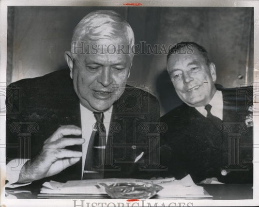 1955 Press Photo Defense Secretary Charles E. Wilson, Admiral Arthur W. Radford - Historic Images