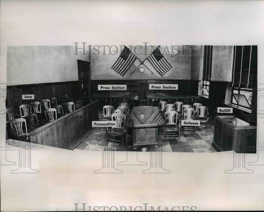 1954 Press Photo The general view of the court room number 1 in Cuyahoga County - Historic Images