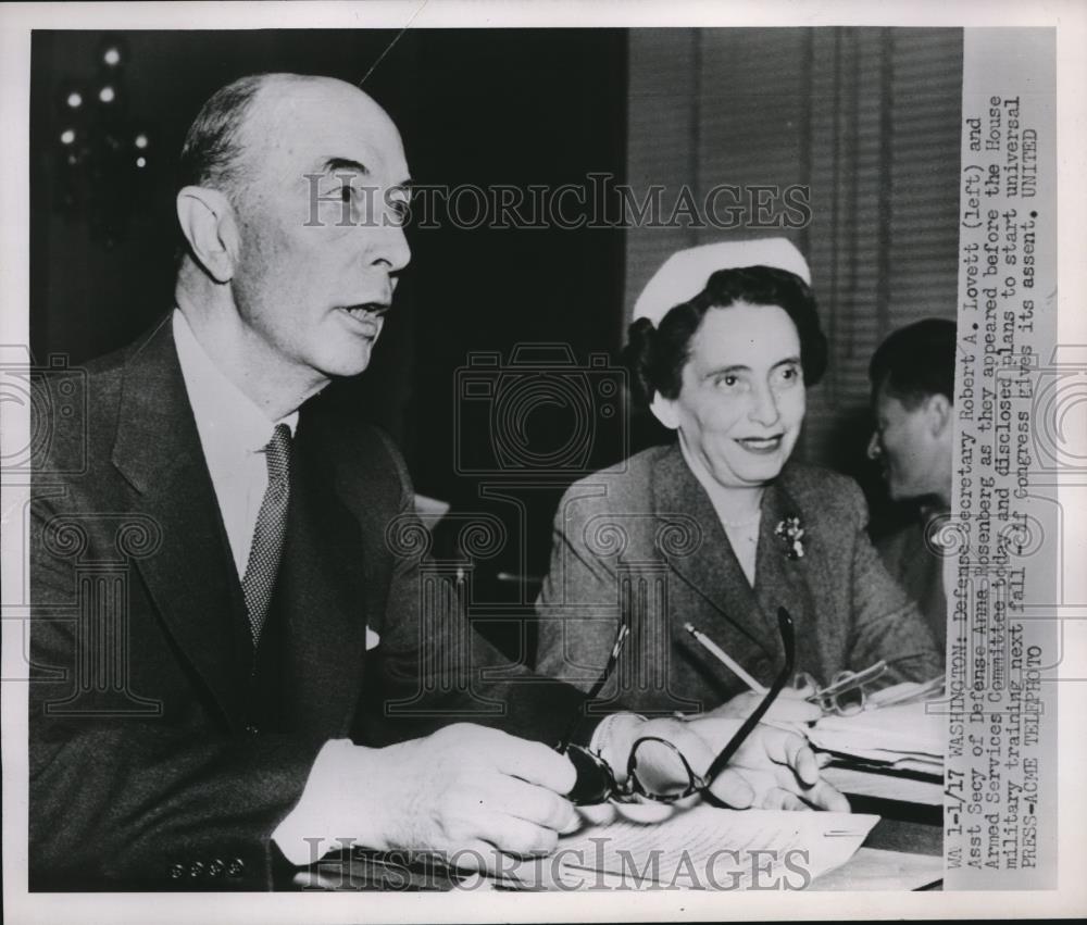 1952 Press Photo Robert Lovett and Anna Rosenberg - Historic Images