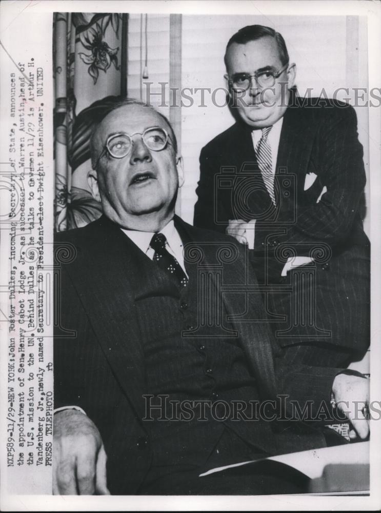 1952 Press Photo john Foster Dulles announces successor to Warren Austin - Historic Images