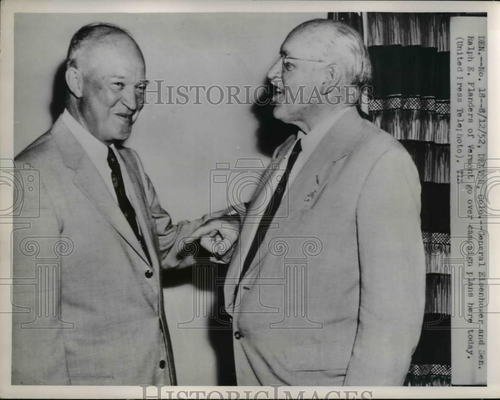 1952 Press Photo Pres Eisenhower &amp; Sen Ralph Flanders Of Vermont - Historic Images