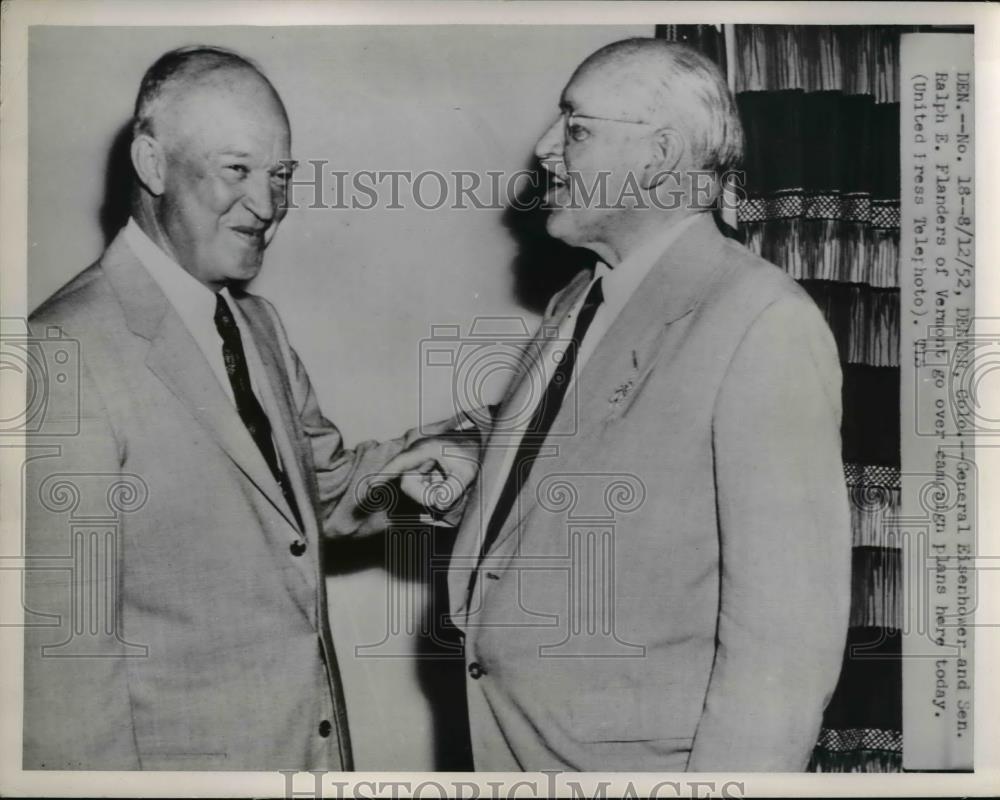 1952 Press Photo Pres Eisenhower & Sen Ralph Flanders Of Vermont - Historic Images