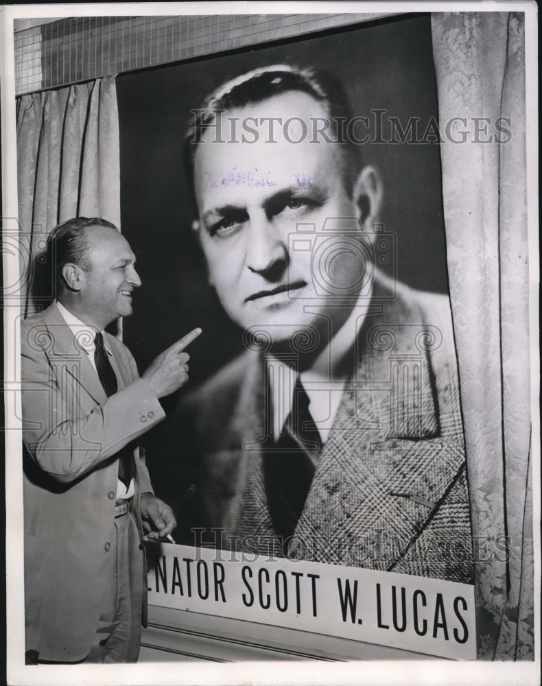 1944 Press Photo Chicago Sen Scott Lucas Campaign - Historic Images