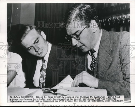 1950 Press Photo Joseph L Rauh Counsel for William Remington Charged Communism - Historic Images