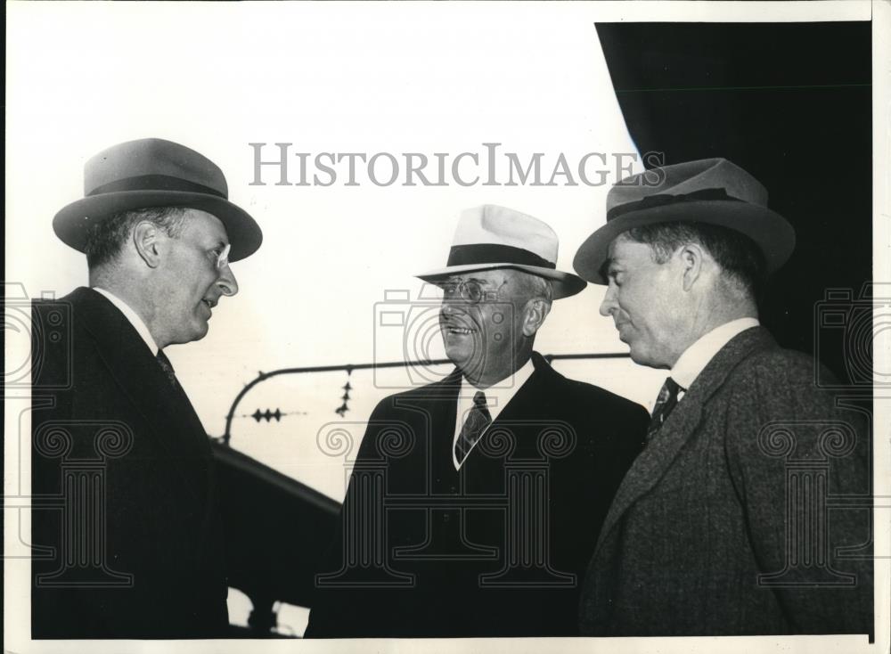 1936 Press Photo Treas Sec H Morgenthau Atty Gen Cummings,Agri Sec Wallace - Historic Images