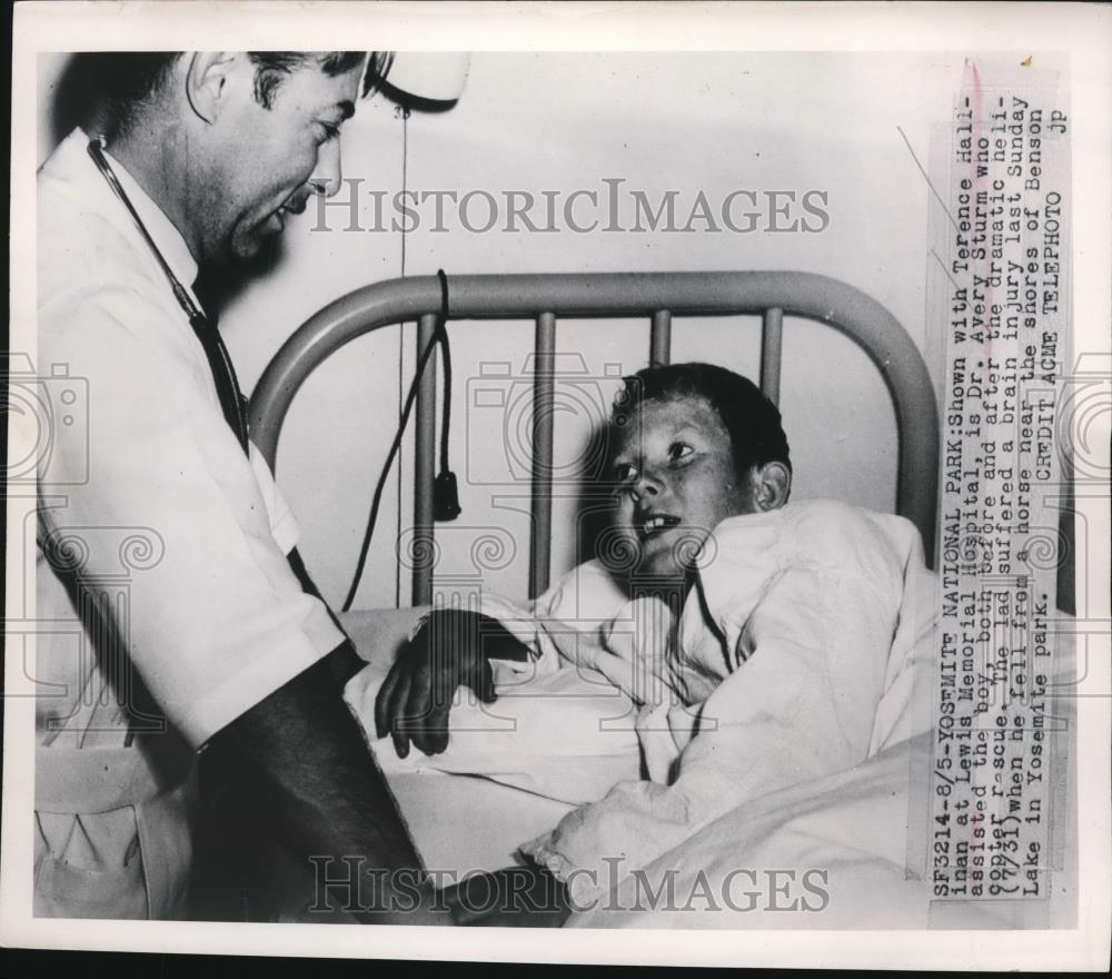 1949 Press Photo Terrence Hallinan after being rescued in Yosemite National Park - Historic Images