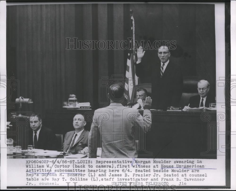 1956 Press Photo Morgan Moulder at House Un-American Activities subcommittee - Historic Images