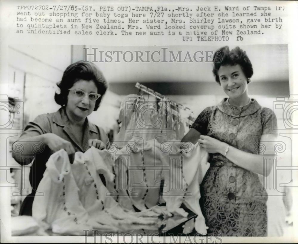 1965 Press Photo Mrs. Jack Ward &amp; Mrs. Shirley Lawson whose having quintuplets - Historic Images