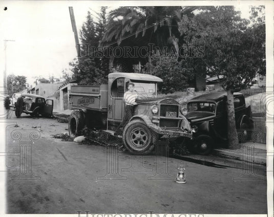1936 Press Photo La Calif truck crashed into & killed B Hurlbert age 5 - Historic Images