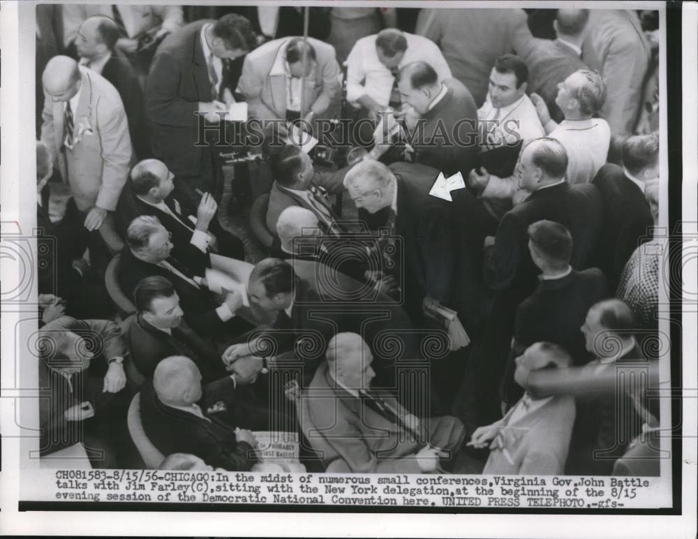 1956 Press Photo  Chicago Democratic National Convention, Va Gov Battle, Farley - Historic Images