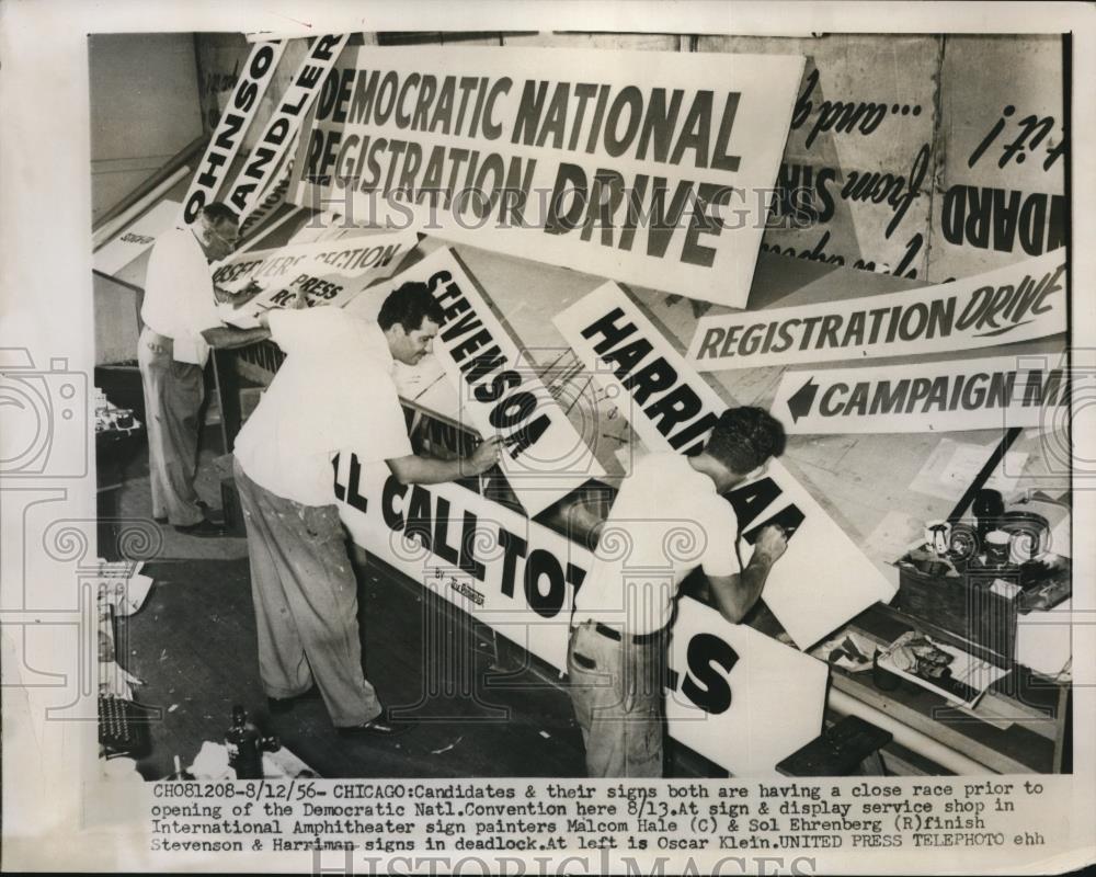 1956 Press Photo The candidates' signs at the Democratic National Convention - Historic Images
