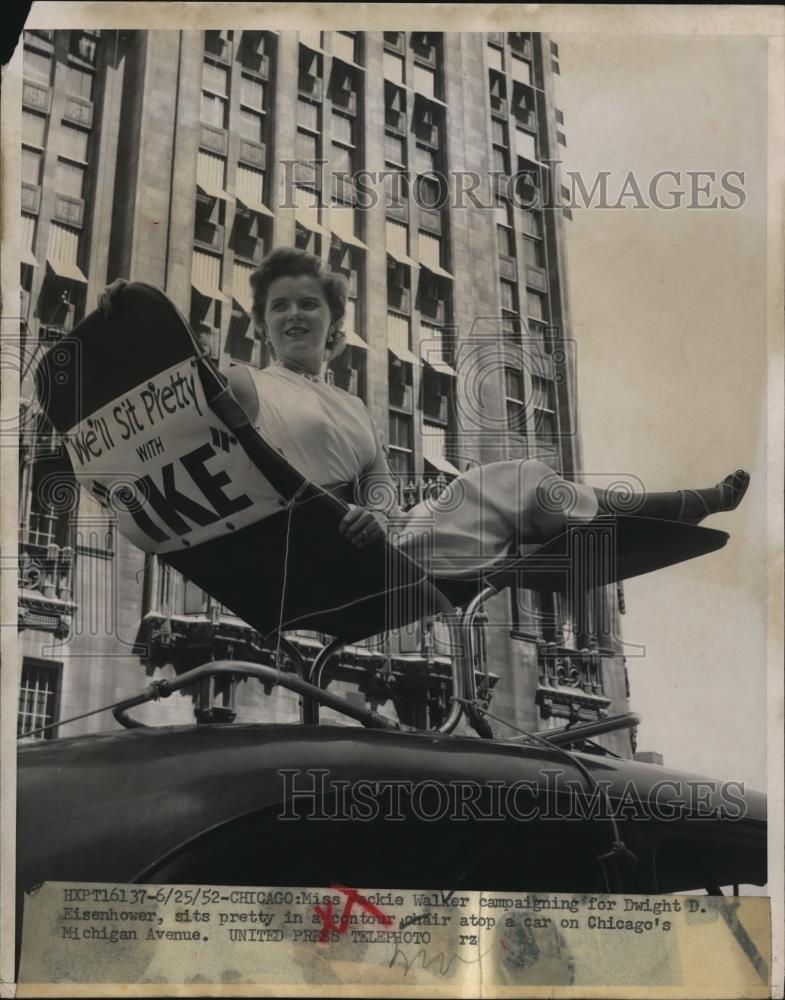 1952 Press Photo Jackie Walker campaigns for Dwight Eisenhower for president - Historic Images