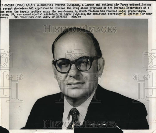 1971 Press Photo Everett Hopson, lawyer and retired Air Force colonel - Historic Images