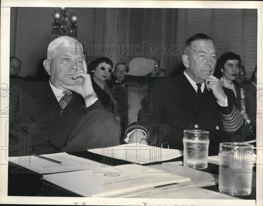 1955 Press Photo of Sec. of Defense Charles E. Wilson and Admiral Arthur Radford - Historic Images