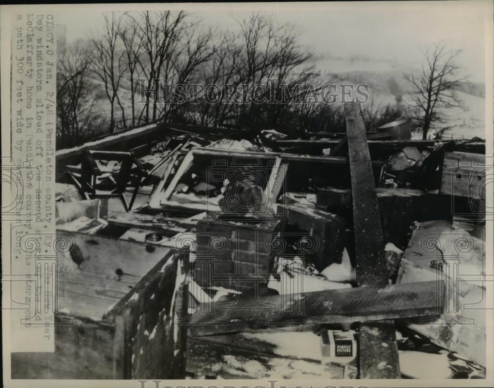 1948 Press Photo Cincinnati Ohio New Years Day Windstorm Destroys Home - Historic Images