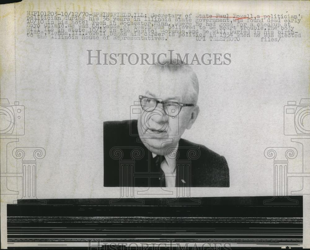 1970 Press Photo secretary of state Paul Powell - Historic Images