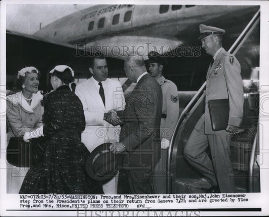 1955 Press Photo President Dwight D. Eisenhower & Family, Richard Nixon & Wife - Historic Images