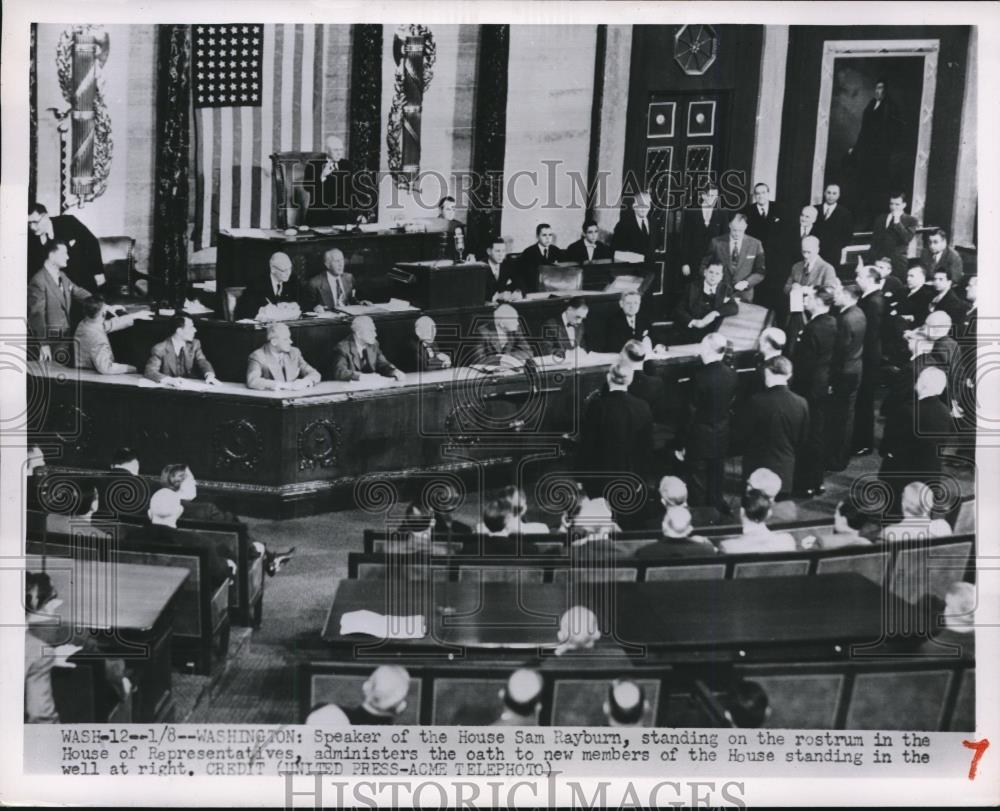 1952 Press Photo Wash DC House Speaker Sam Rayburn oath to new Reps - Historic Images