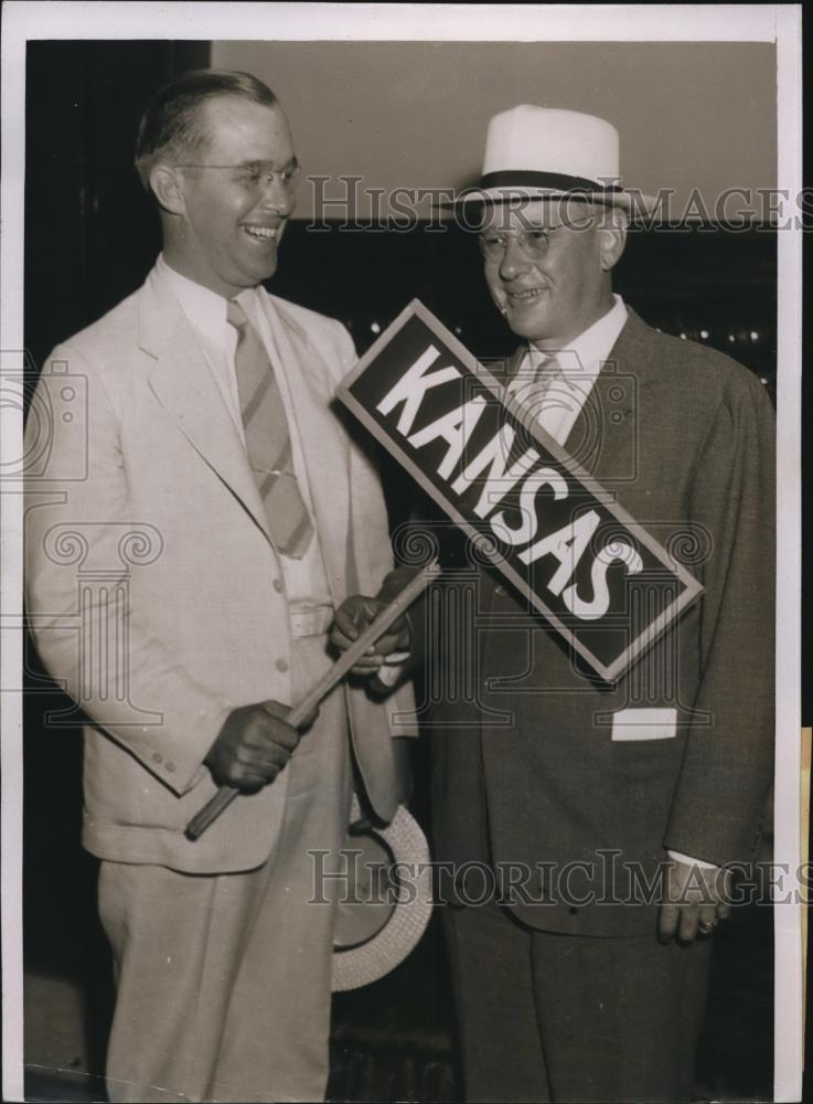 1936 Press Photo Governor Landon &amp; John McCuish Delegate of Republican Conventio - Historic Images