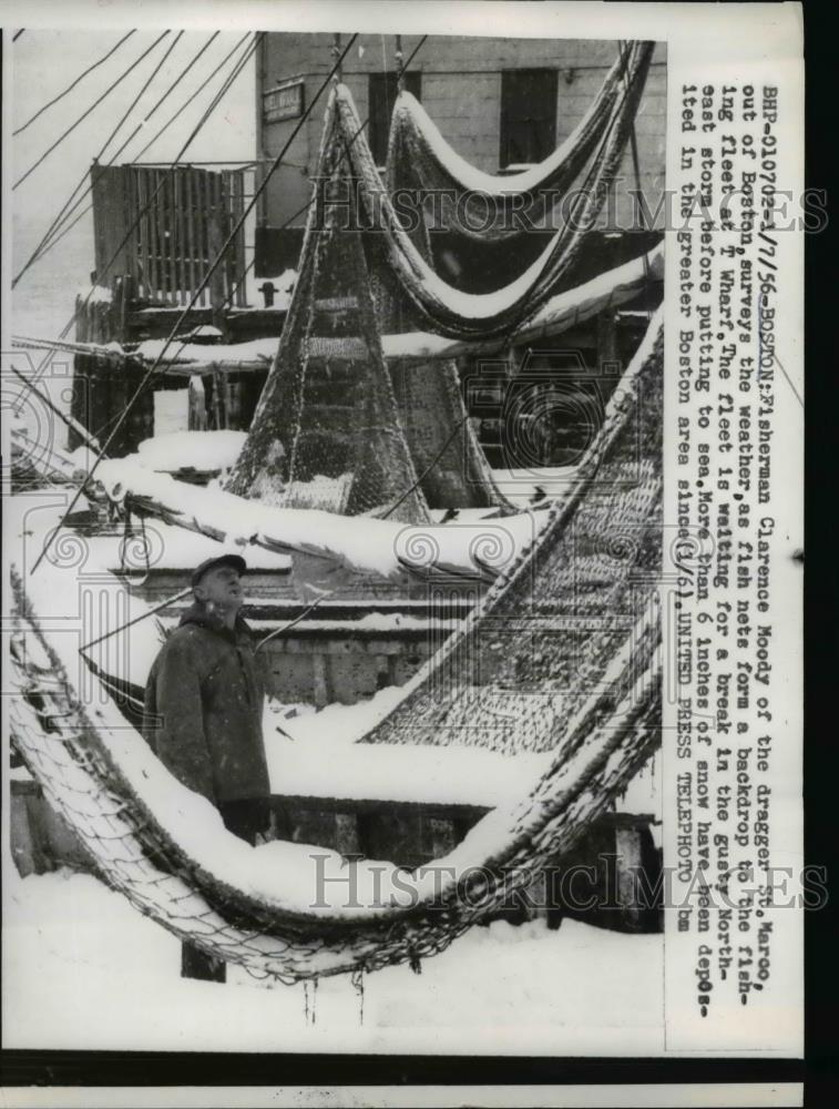 1956 Press Photo Fisherman Clarence Moody of St Maroo of Boston - Historic Images