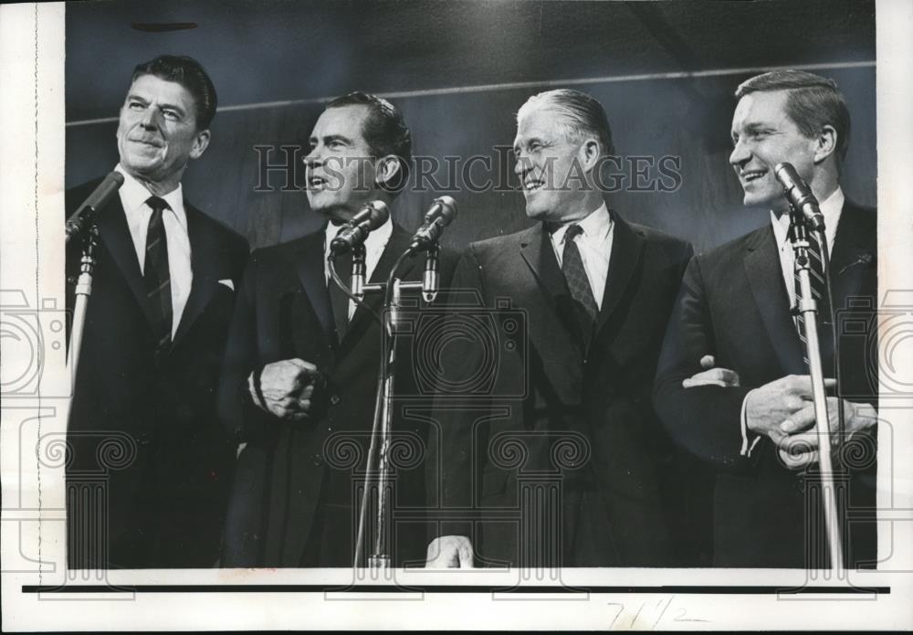 1967 Press Photo DC GOP Committee Calif Gov Ron Reagan, R Nixon, Mich Gov Romney - Historic Images