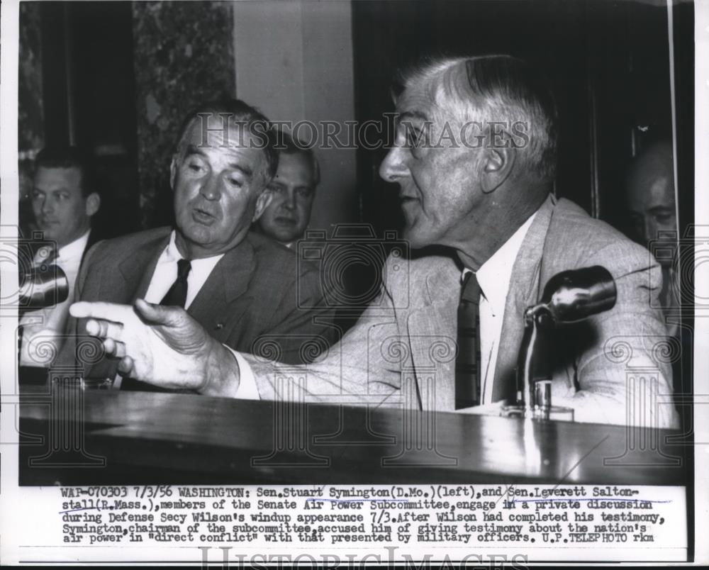 1956 Press Photo DC Sen Stuart Symington & Leverett Saltonstall - Historic Images