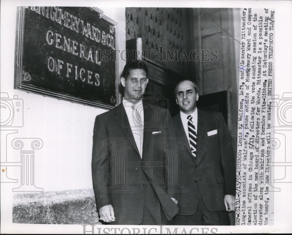 1955 Press Photo Chicago Louis Wolfson Alex Rittmaster of Montgomery Wards - Historic Images