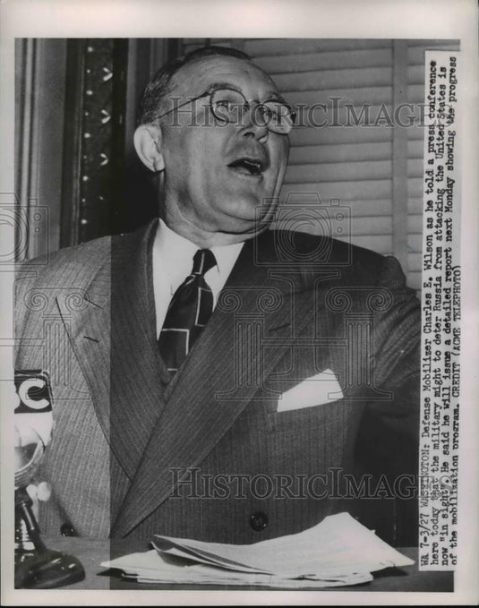 Press Photo Charles E. Wilson told at the press conference in Washington - Historic Images