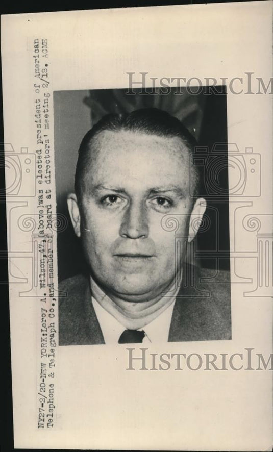 1948 Press Photo Leroy A Wilson American Telephone & Telegraph Company President - Historic Images