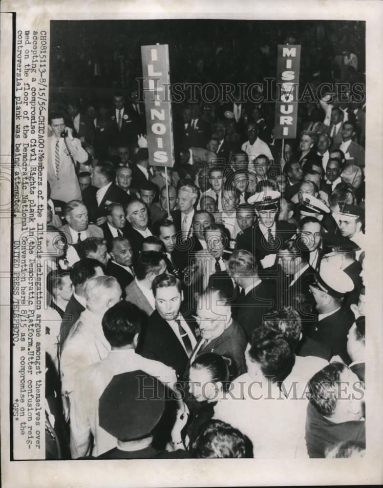 1956 Press Photo Democratic National Convention Illinois Delegation, Chicago - Historic Images