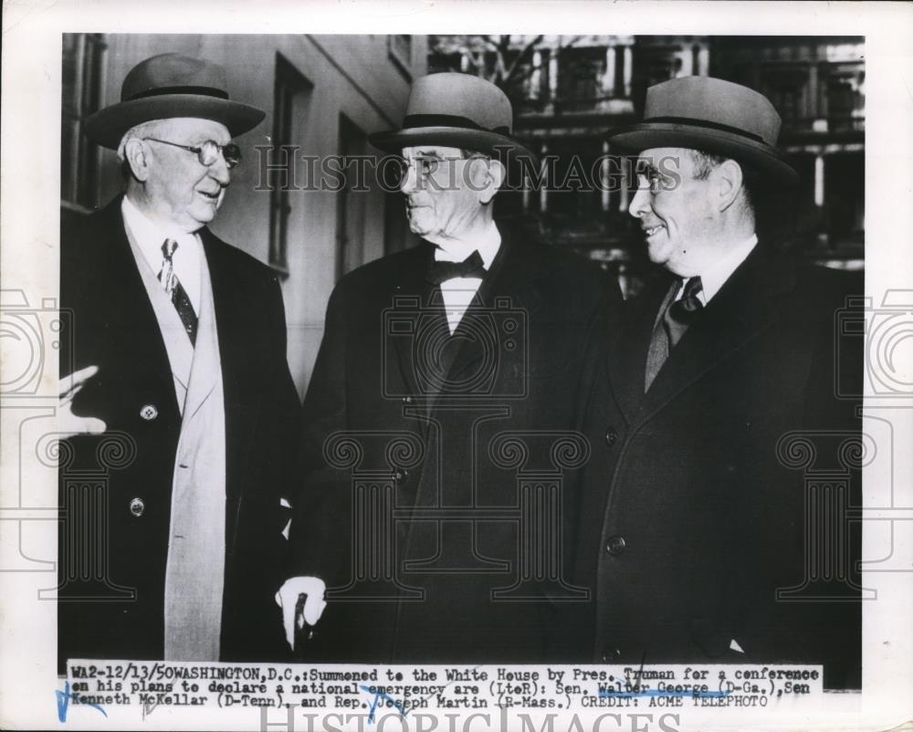 1950 Press Photo Sen. Walter George, Sen. Kenneth McKeller, Rep. Joseph Martin - Historic Images