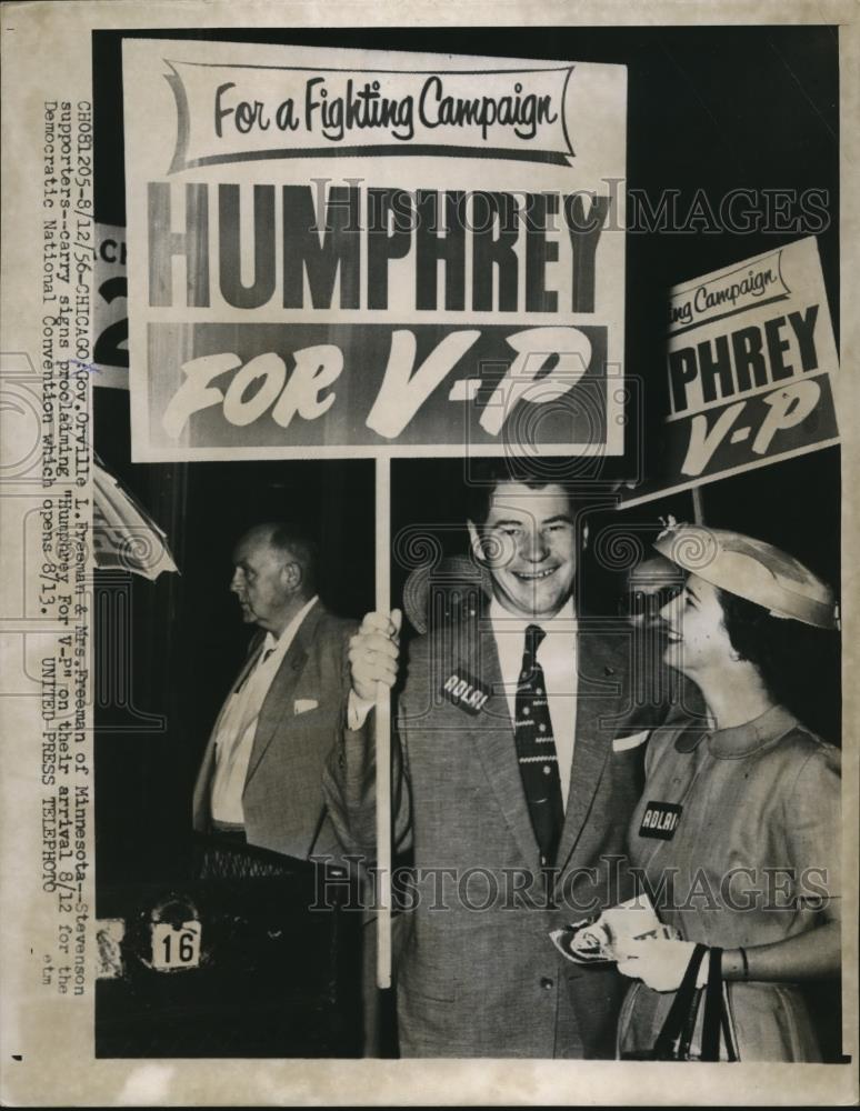 1956 Press Photo Minnesota Governor Orville L. Freeman &amp; Wife at DNC - Historic Images