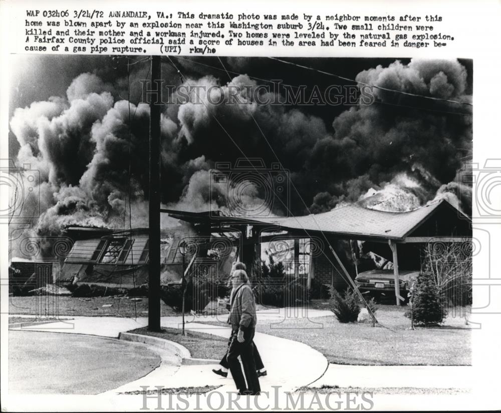 1972 Press Photo The house blown apart by an explosion in Washington suburb - Historic Images