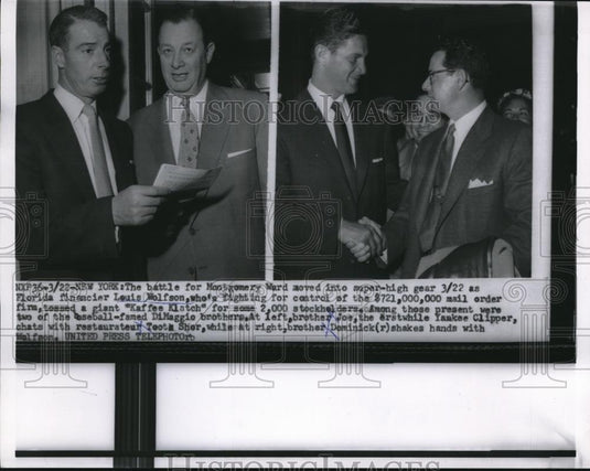 1955 Press Photo NYC Louis Wolfson, DiMaggio, Dominick Wolfson - Historic Images