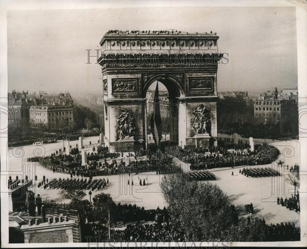 1938 Press Photo Paris France Arc De Triomphe, 20th anniversary Armist ...