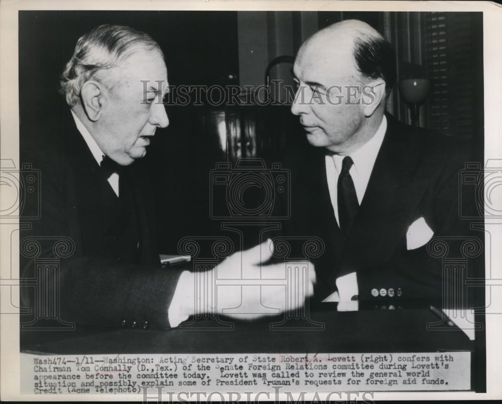 1949 Press Photo Robert Lovett and Tom Conally - Historic Images