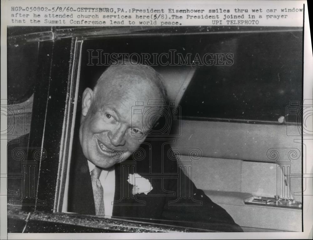 1960 Press Photo President Eisenhower After Church Services - Historic Images