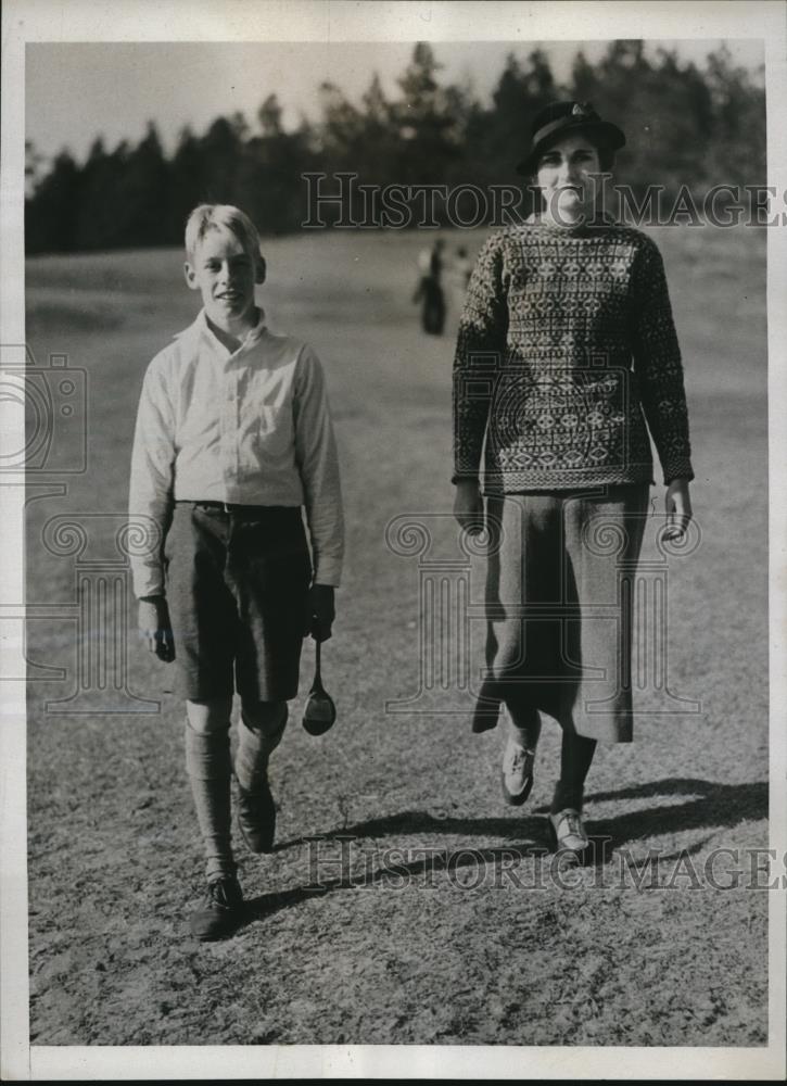 1934 Press Photo Miss Helen Louis Heim and Teddy Scofield at Gold Tournament - Historic Images