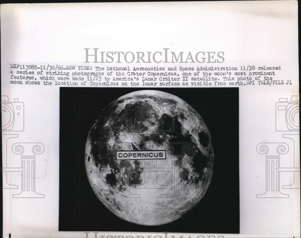 1966 Press Photo NASA images of Crater Copernicus on moon by Luanr Orbiter - Historic Images