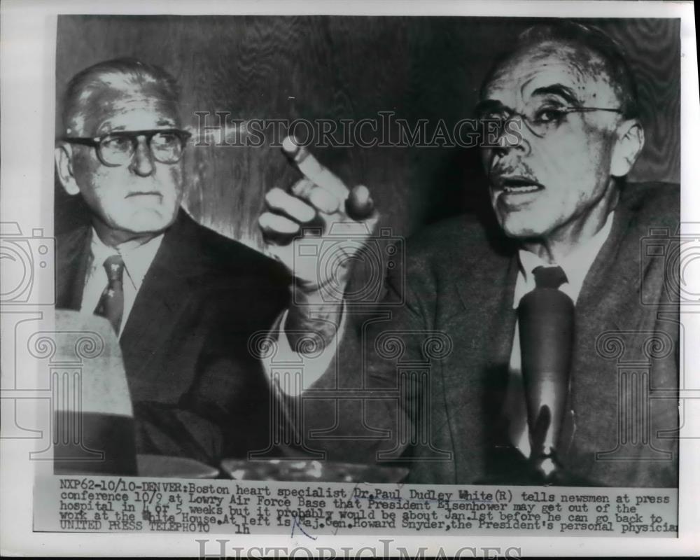 Howard R. Snyder 1955 Press Photo Dr. Paul Dudley White and Maj. Gen. Howard Snyder ...