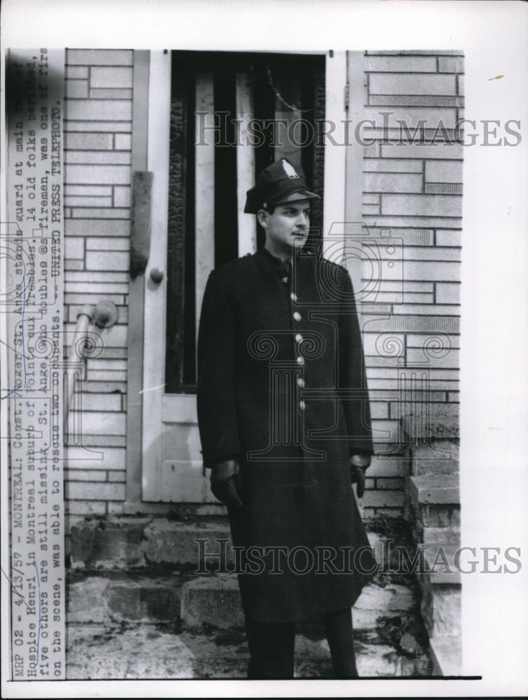 1957 Press Photo Montreal Canada Constable Roger St Angs - Historic Images