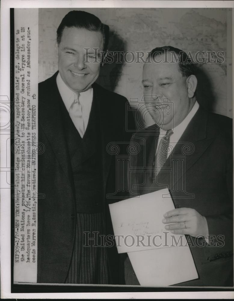 1953 Press Photo Ambassador Henry Cabot Lodge Jr., American delegation head - Historic Images