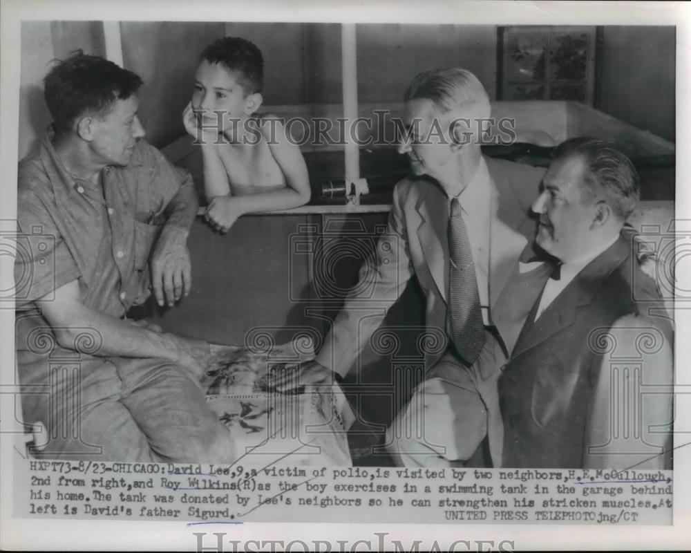 1964 Press Photo David Lee visited by H.E. McGullough and Roy Wilkins and Sigurd - Historic Images