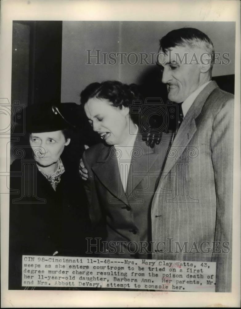 1948 Press Photo Mrs. Mary Clay during her first degree murder trial - Historic Images