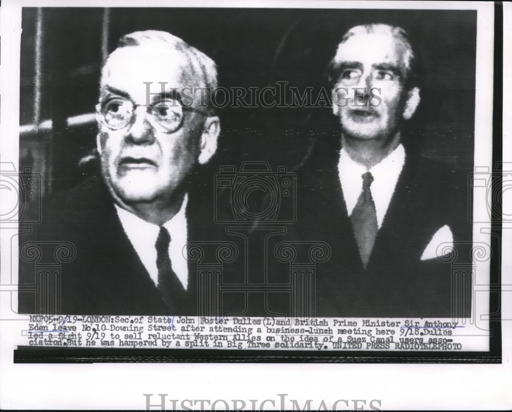 1956 Press Photo John Foster Dulles and British Prime Minister Sir Anthony Eden - Historic Images